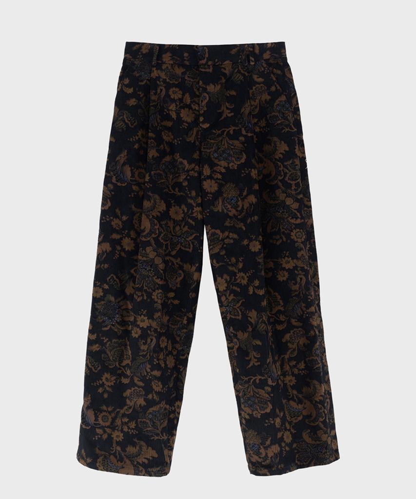 PREF Dark Navy Floral Corduroy Pants