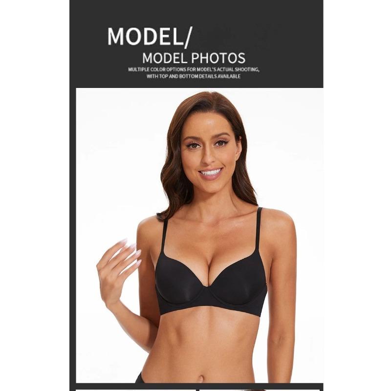 Women Underwear Sexy Deep V Push Up Bras Seamless Comfort Everyday Lingerie Solid Wireless Plus Size B C D E F Cup Brassiere