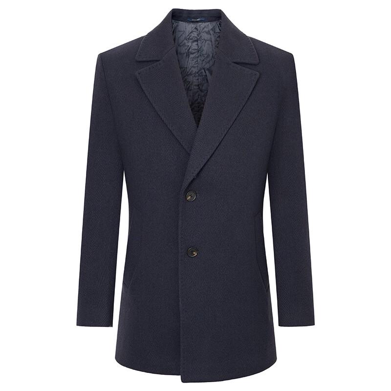 Baoxiniao Men's Single-Breasted Wool Blend Overcoat with Suit Collar