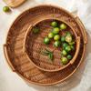 Imitation Rattan Woven Storage Basket Woven Storage Desktop Snacks Dried Fruit Snacks Fruit Gift Tray Afternoon Tea Storage Basket