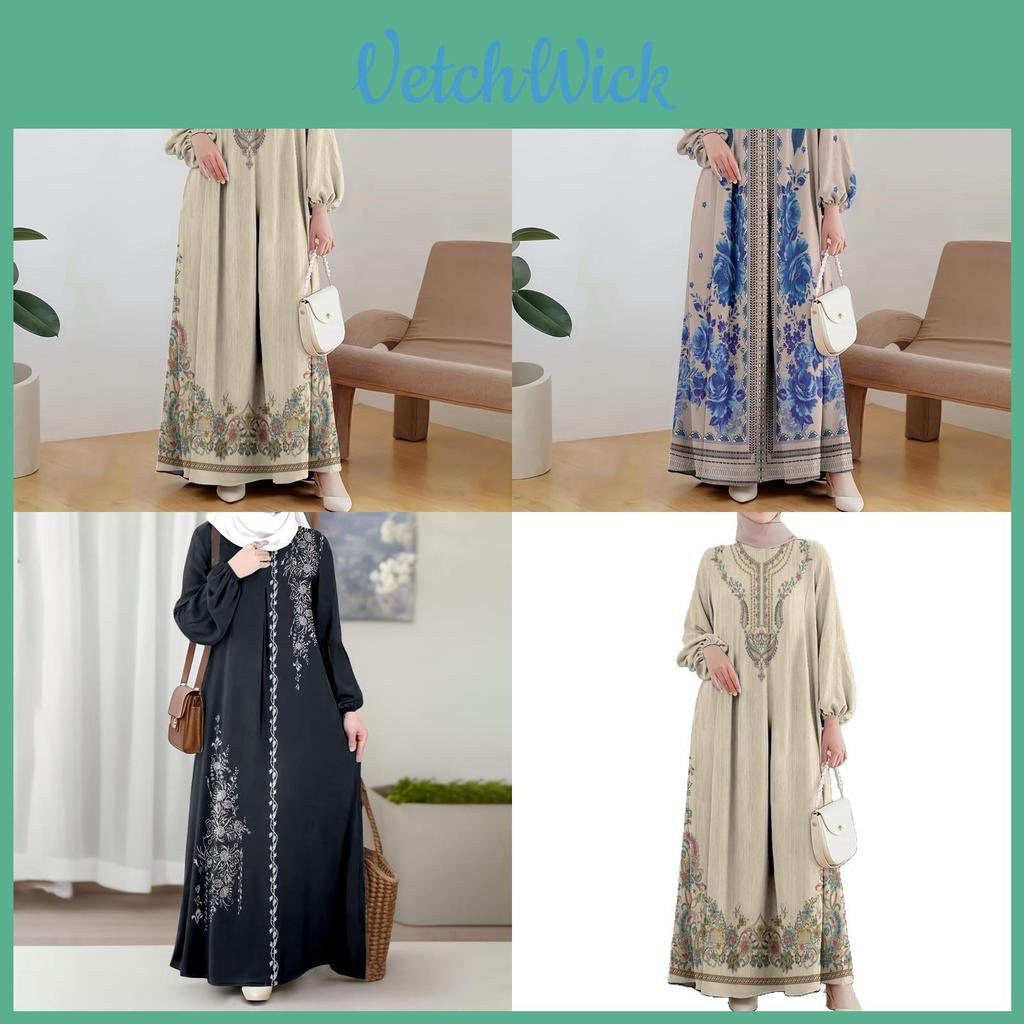 Bohemian Ethnic Long Dress With Floral Pattern For Romantic Occasion And Office Use