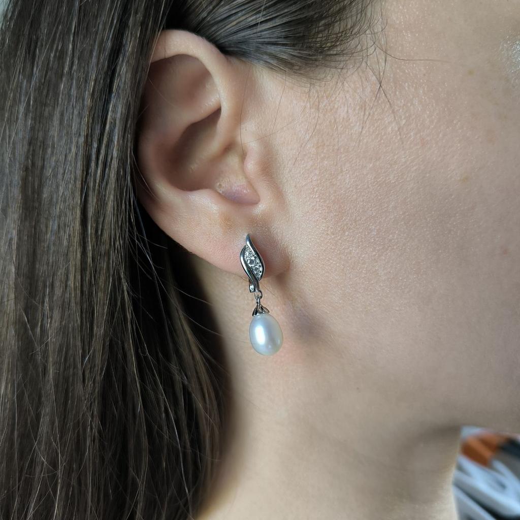 Silver Earrings with Natural Pearls (2187349)