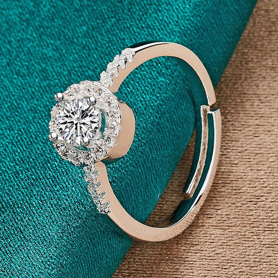 Кольцо из стерлингового серебра 925 пробы с цветочным цирконом для женщин, очаровательные ювелирные изделия