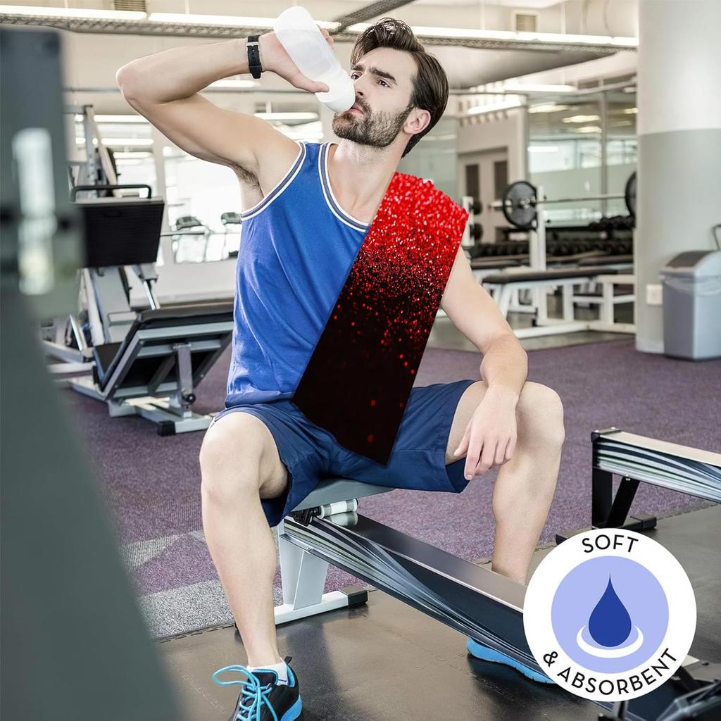 Red Black Glitter Hand Towels Set of 2,28 x 14 Inch Bathroom Towel Soft Absorbent Kitchen Hotel Spa Laundry Room Gym Face Towel Decor