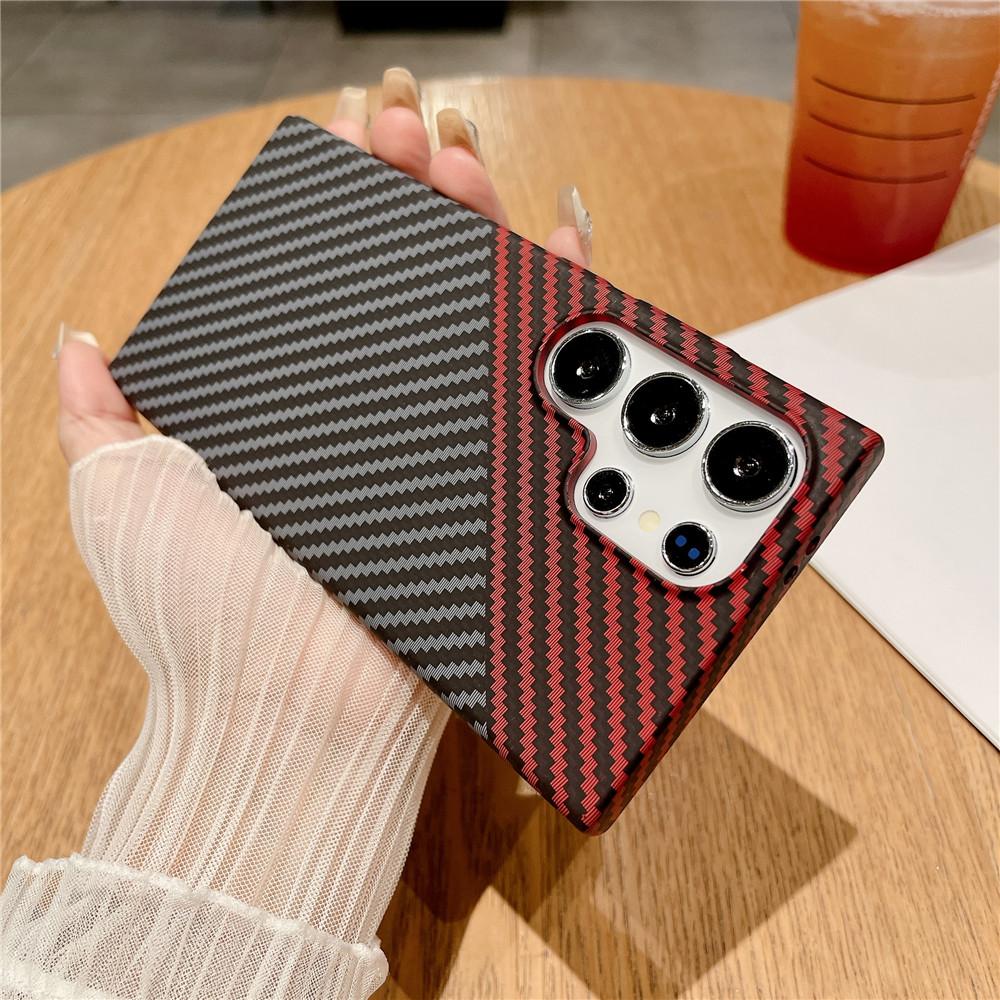 Ultra Thin Carbon Fiber Texture Armor Magnetic For Magsafe Case For For Samsung S25 S24 S23 S22 Note 20 Ultra 10 Plus Hard PC Cover