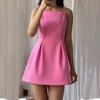 Летнее повседневное короткое платье без рукавов с квадратным воротником, элегантное облегающее однотонное платье-камисоль