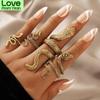 4pcs /Set Vintage Snake Shape Rings For Women Men Gothic Silver Color Animal Exaggerated Metal Alloy Finger Ring Sets Jewelry