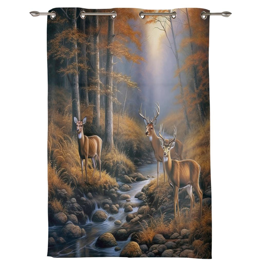 2PC  Home Decoration Curtains, Red Gold Ramadan Festival With Pole Pocket Curtains, Suitable For Living Room, Study Farm