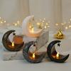Elegant Starry Moon Candlestick Ramadan Festival Decoration Arabic Lantern Style Electronic Candle Lamp with Wind Effect Perfect