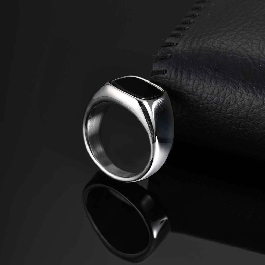 Квадратное кольцо из нержавеющей стали с тигровым глазом и металлическим блеском - Модный аксессуар для указательного пальца RC-620