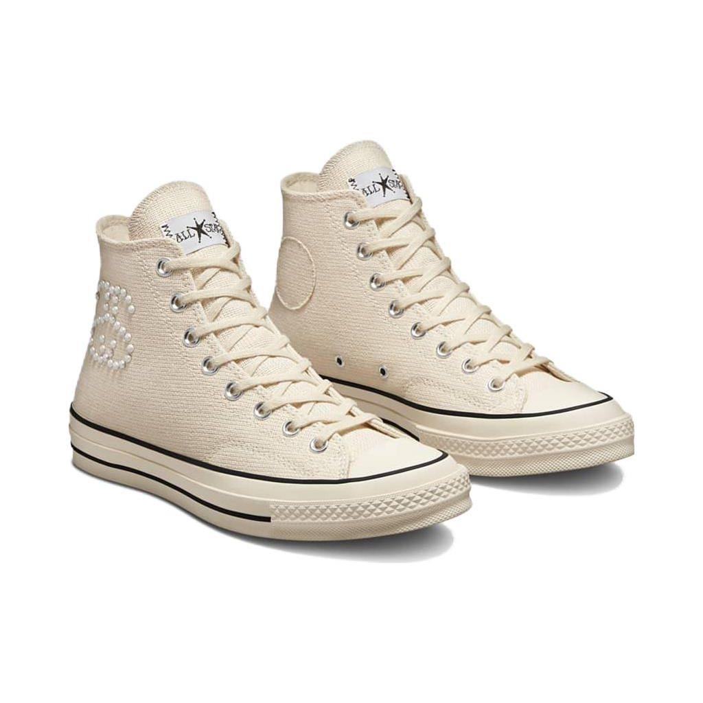 Stussy x Converse Chuck 70 High Fossil Унисекс Кроссовки Загар Натуральный-Слоновая кость Черный A02051C