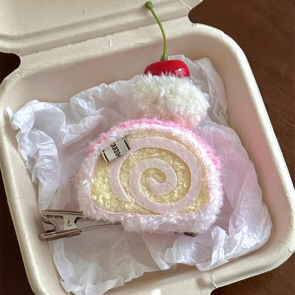 Cupcake Afternoon Tea Dessert Hair Clip Cherry Strawberry Cake Plush Pendant  Lolita
