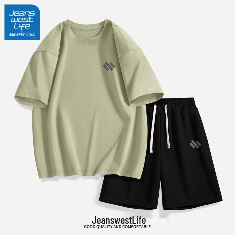 JEANSWEST LIFE Мужской комплект: хлопковая футболка и шорты большого веса