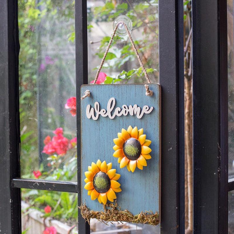 Европейский стиль Железный фресковый сад Креативный Гостиная Настенные украшения Подсолнух Дверь Настенная подвеска