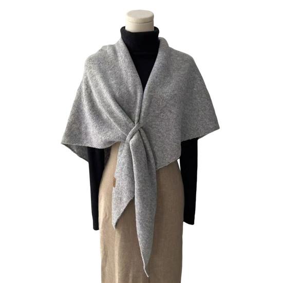 Women Knitted Shawl Scarf Solid Color Soft Warm Cardigan Cape Soft Texture Winter Shawl