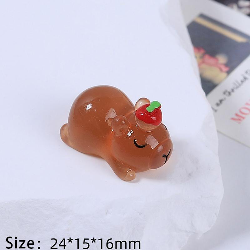 Светящаяся миниатюрная фигурка капибары из смолы, светящаяся ночью, украшение для сада феи, украшение своими руками, милое украшение для стола