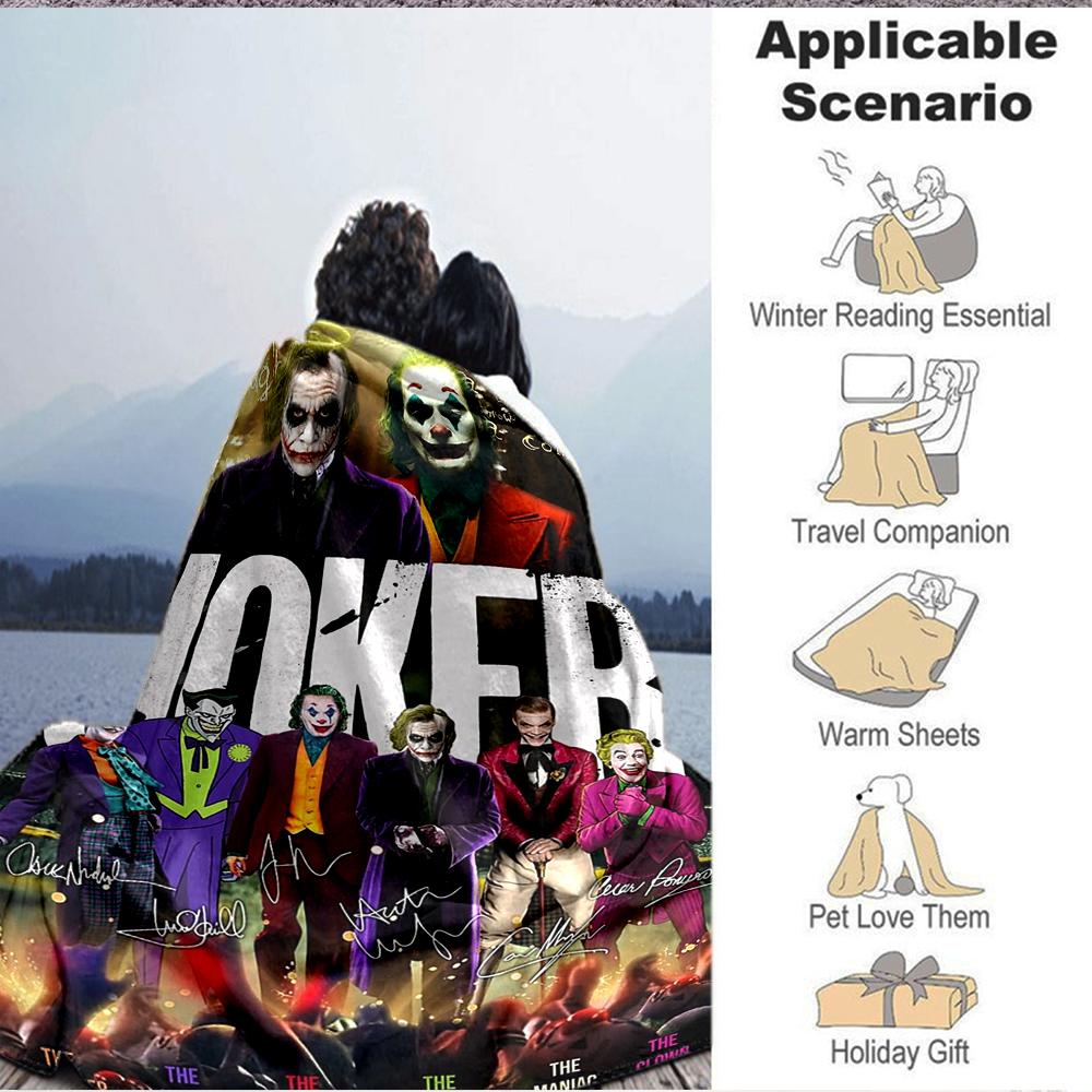 1Pc Joker Movie Characters Flannel Blanket, Soft And Comfortable, Casual Warm, Camping Travel, Christmas, Halloween Xmas Gift L173
