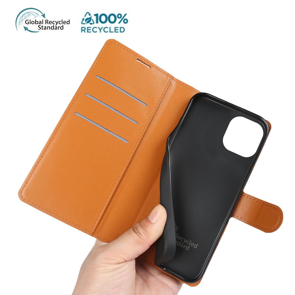 For iPhone 15 Stand Case Biobased Eco-Friendly RPET RPVB Slim Phone Cover with Wallet