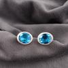 Серьги с голубым топазом Swiss Blue Topaz Gemstone Earring, 925 Solid Sterling Silver Earrings Jewelry Handmade Earrings, Silver Jewelry For Gift
