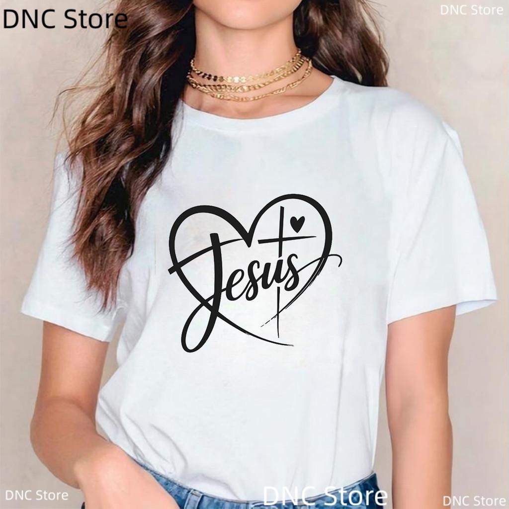 Jesus Loves Me, Christian Cross, Easter, Christian Shirt Fashion Women'S T-Shirt Summer Round Neck Female Tshirt Tops Wholesale