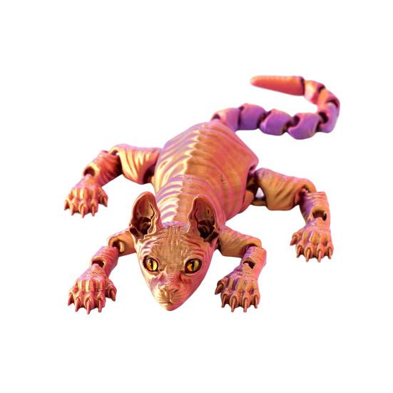 3D-печатная фигурка лысой кошки с подвижными суставами, фигурка кошки-сфинкса, шарнирная модель животного, игрушка для домашнего офиса, книжной полки, украшения для рабочего стола, орнамент