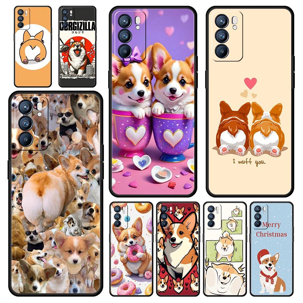 Милый Чехол для Телефона с Собакой Корги Для Oppo A17 A31 A54 A57 A78 A79 A98 Find X5 X6 Reno 6 7 8 10 11 12 13 F Pro 5G Мягкий ТПУ Чехол Fundas