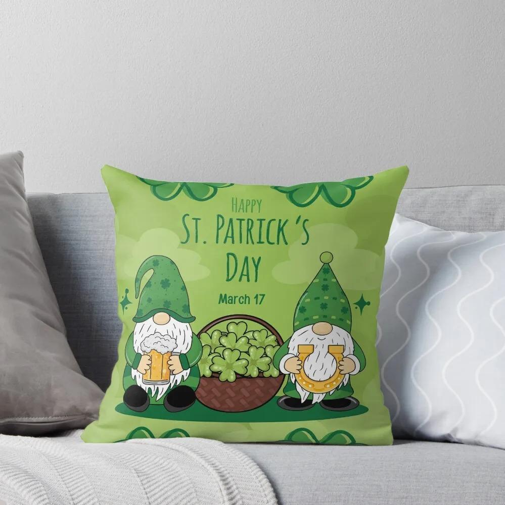 Green Dwarf Clover St. Patrick's Day Pattern Decorative Pillowcase Cushion Cover Print Decoration Living Room Office Home