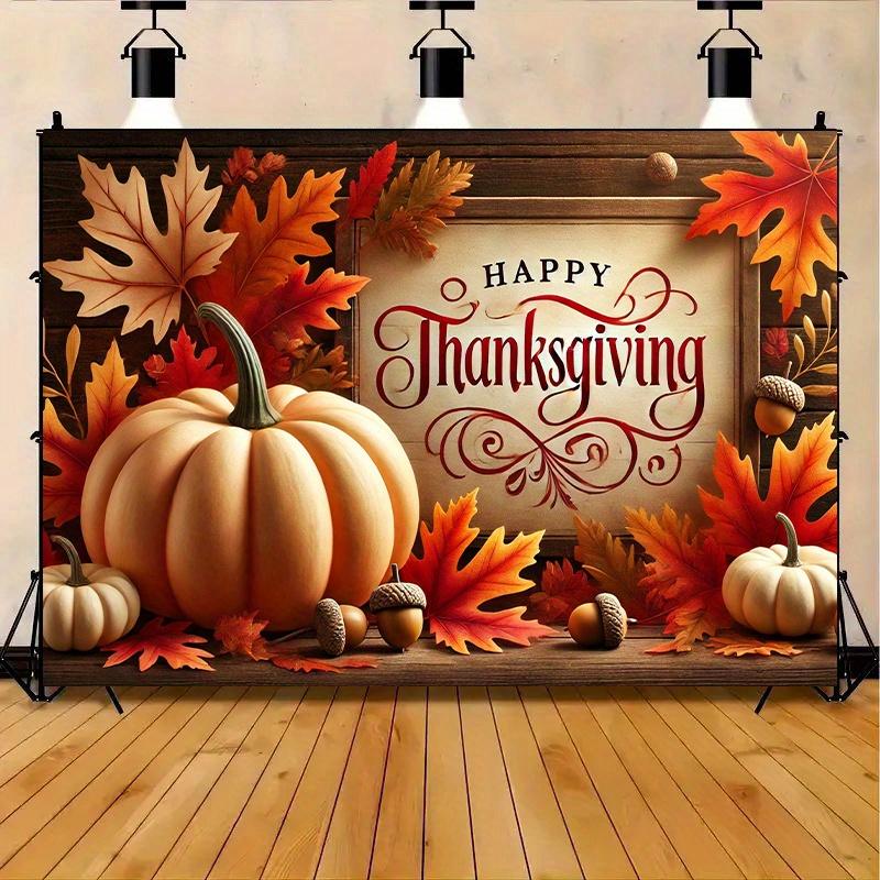 2D Party Backdrop Banner - Thanksgiving Harvest Theme, Washable Polyester Photo Background for Party & Home Decor (8x6 Ft)