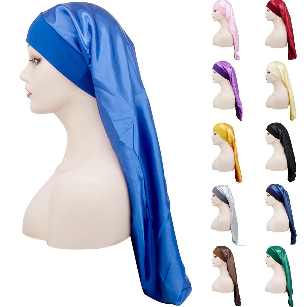 Men's And Women's Satin Elastic Hat Velvet Long Tail Pirate Hat Hip Hop Oversize Bandana Hat