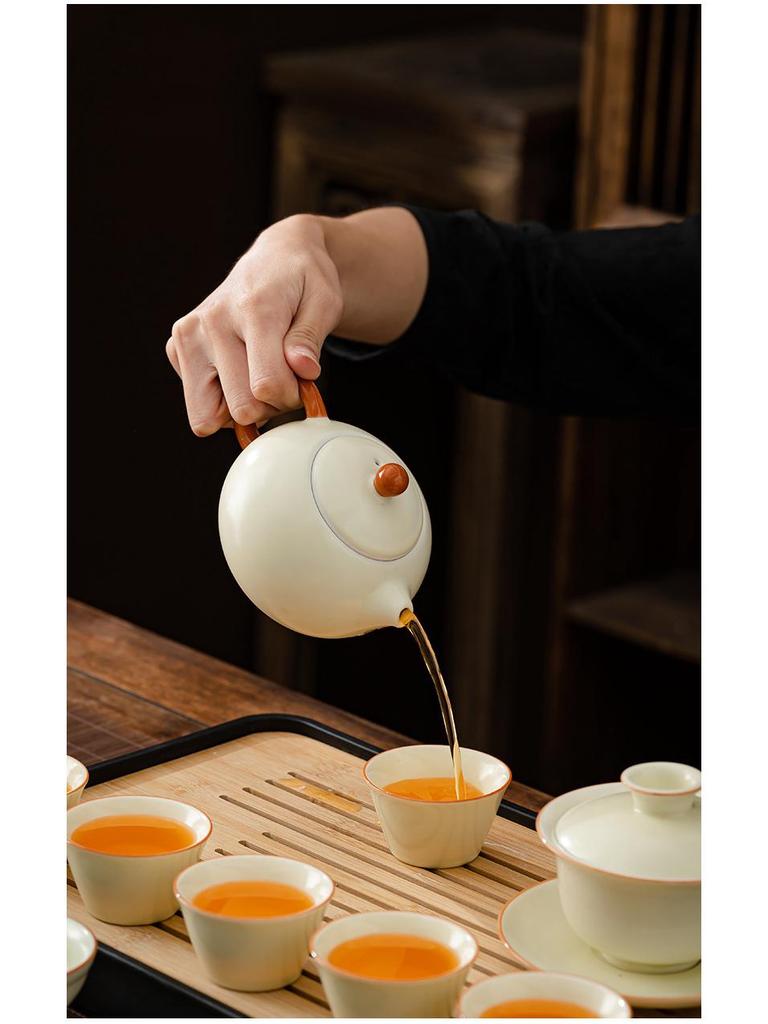 Элегантный чайный сервиз Ru Kiln для дома или офиса - Настраиваемый с логотипом, Идеально подходит для подарков