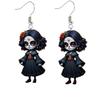 Themed Black Halloween Skull Rose Girl Four Pattern Women Acrylic Earrings