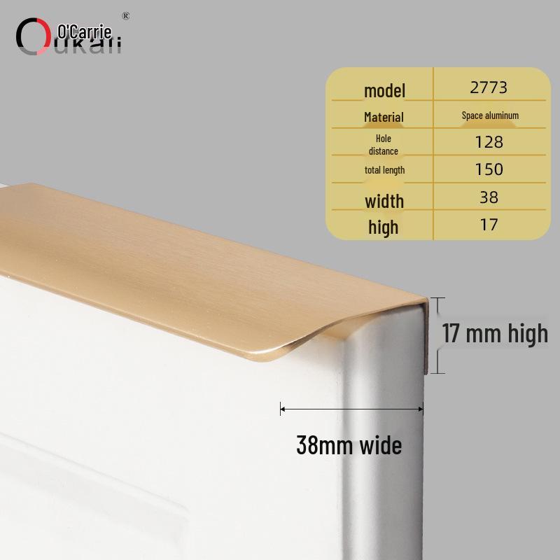 Oukali Curved Invisible Edge Aluminum Cabinet and Wardrobe Handle
