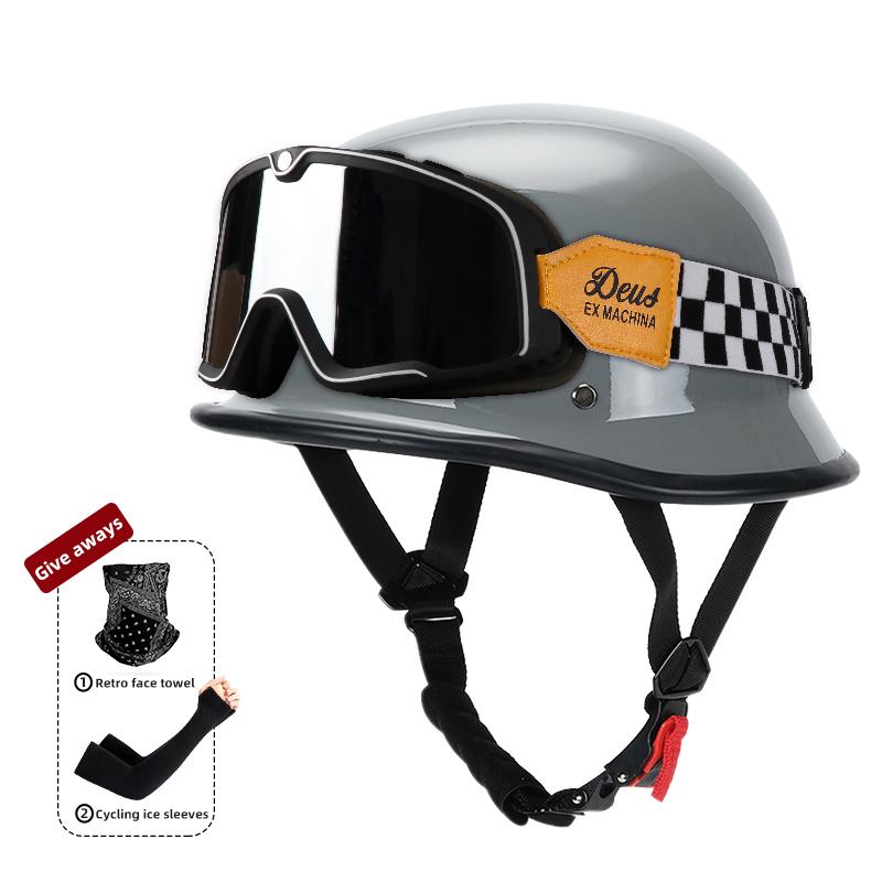 Мотоциклетный шлем для мужчин летом, ретро полушлем Harley для электромобиля, солдатский принц в немецком стиле, круизный автомобиль, на четыре сезона