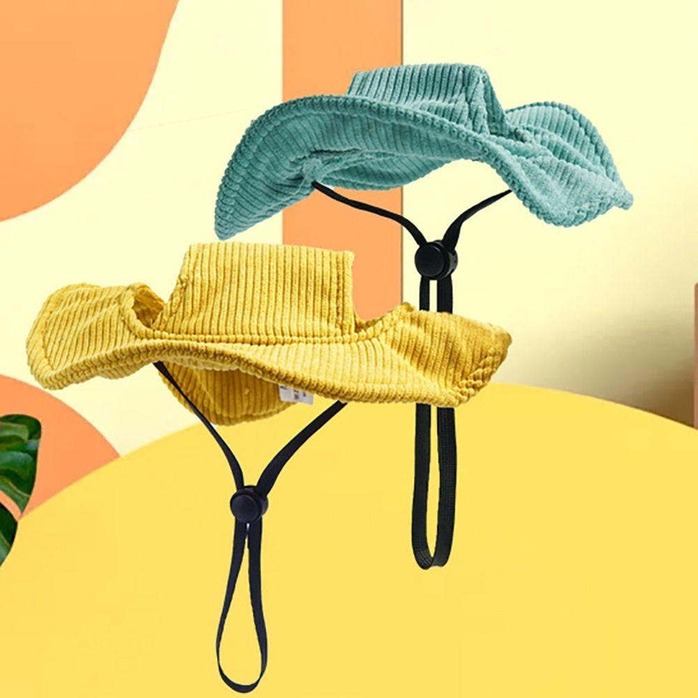 Adjustable Rope Pet Sunhats Ear Holes Cat Bucket Cap Casual Pet Fisherman Hat Travel