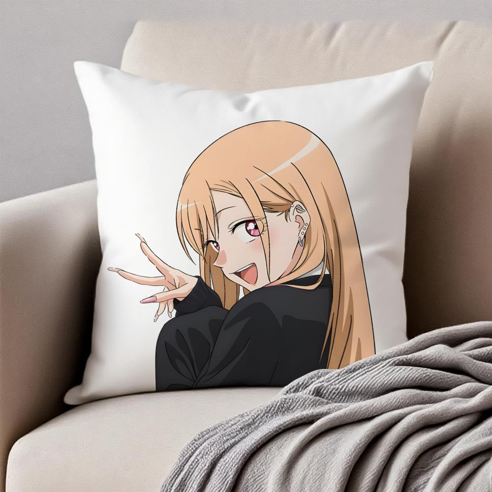 My DDress Up Darling Pillow Romance Anime Cushion Cover Pillowcase Antidustmite Invisible Zipper Short Plush Sofa Cushion