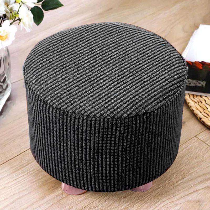 1 шт. Круглый чехол на сиденье Эластичный протектор Мягкий пуф Табурет Съемный фланелевый чехол для табурета Подставка для ног