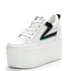 Fashion New 12CM Genuine Leather Platform Wedge Chunky Sneaker Hidden Heels Casual Breathable Spring Autumn High Brand Vulcanize Shoes