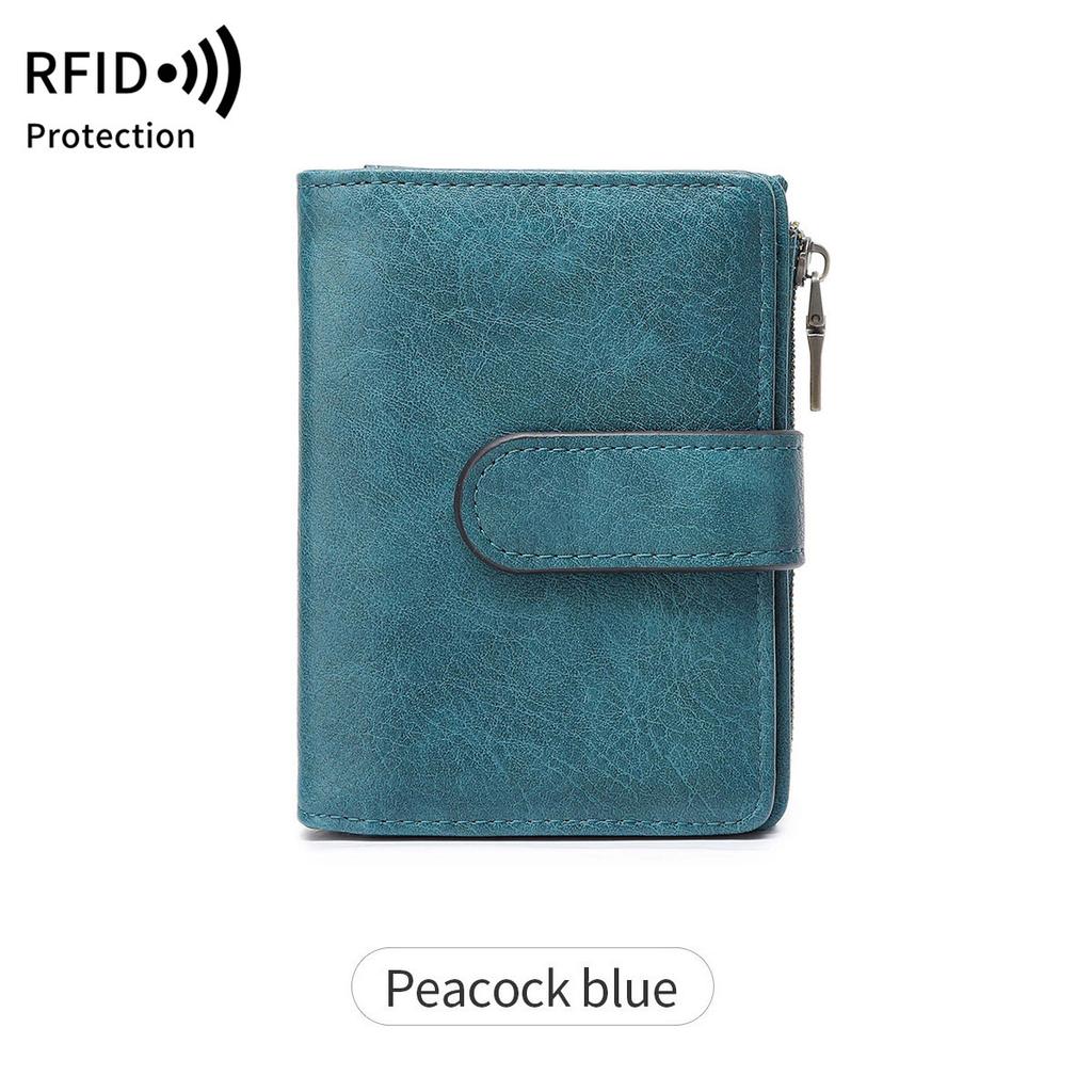 Модный женский короткий кошелек RFID с защитой от кражи, женский кошелек с множеством отделений для карт, простой трехскладной держатель для карт, кошелек для монет, высокое качество