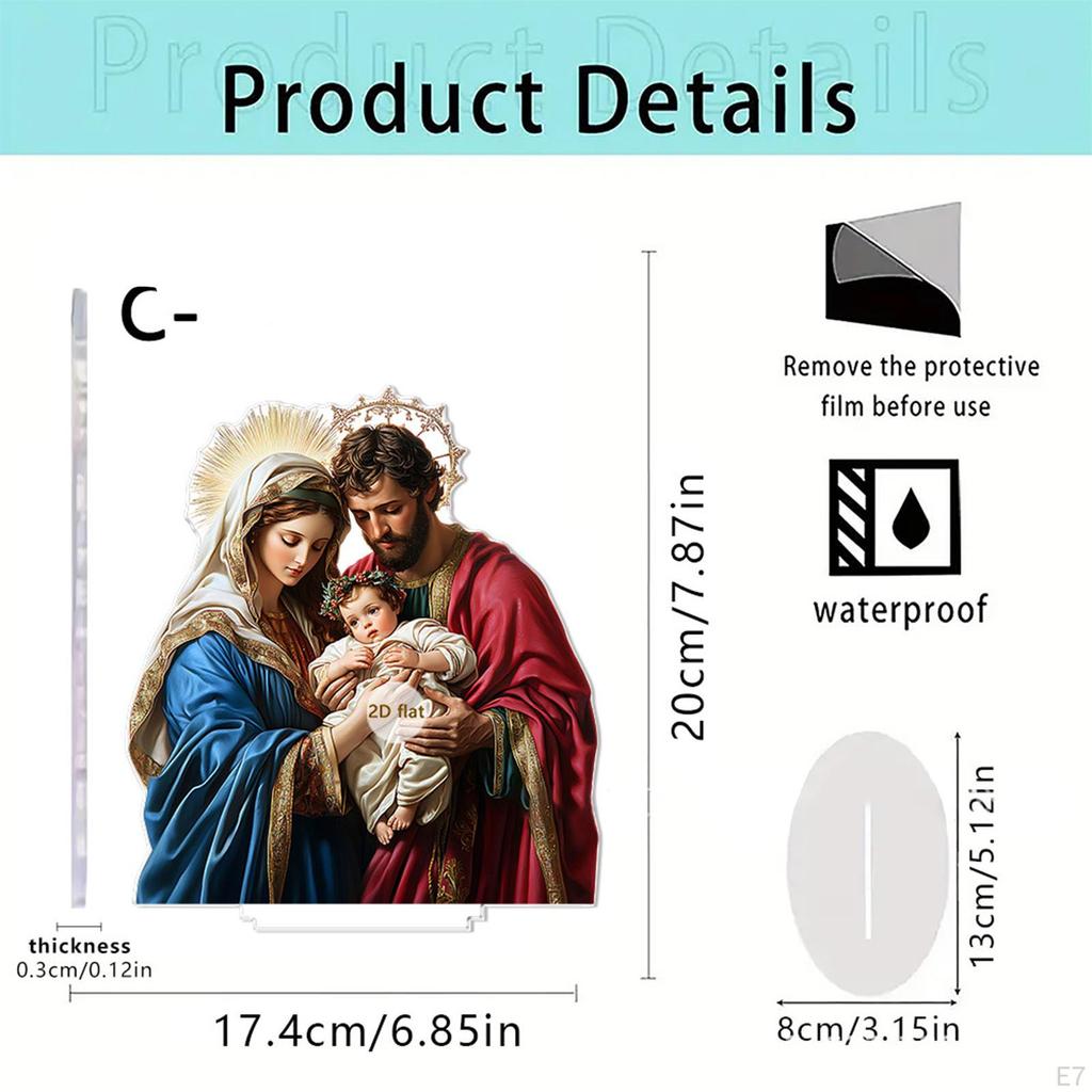 2D Acrylic Ornament Art with Base Tabletop Artwork Decoration Sign for Bookshelf Desk