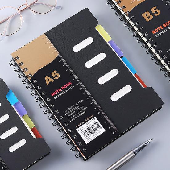 Спиральный блокнот с разделителями, гладкое письмо, утолщенная страница премиум-класса с кольцом для катушки A5/B5, блокнот-планировщик, офисные принадлежности