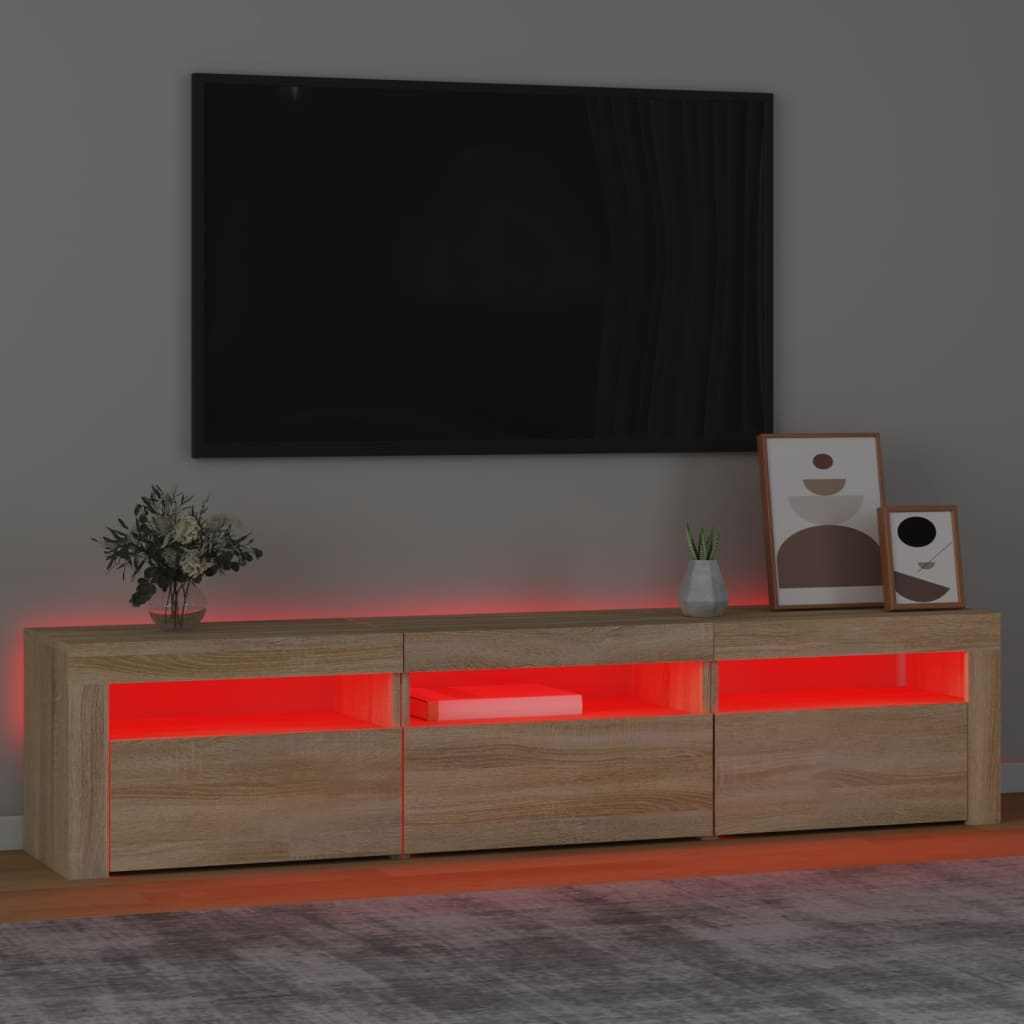 Vidaxl Szafka Pod Tv Z Oświetleniem Led, Dąb Sonoma, 180X35X40 Cm