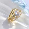 3 Pieces Elegant Zircon Ring Set Wedding Party Matching Finger Ring Luxury Women Fashion Jewelry