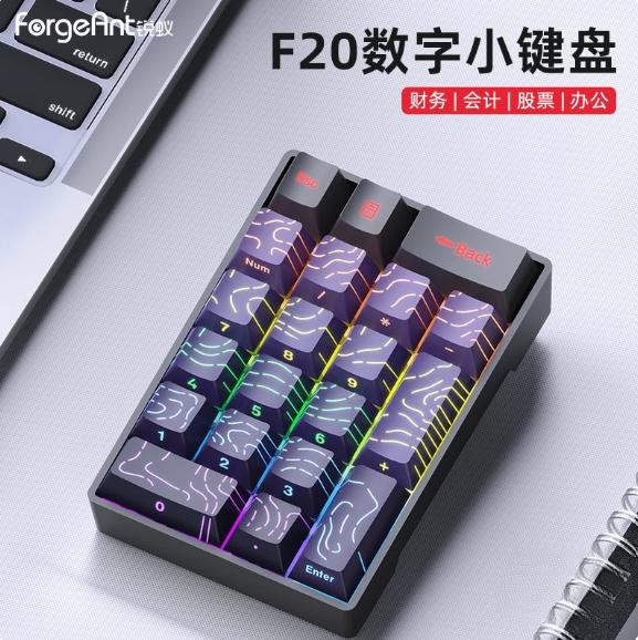 Forgeant F20 Digital Wired Mechanical Keypad Mini Keyboard RGB 20 Keys for Accountant Laptop External Portable Financial Office