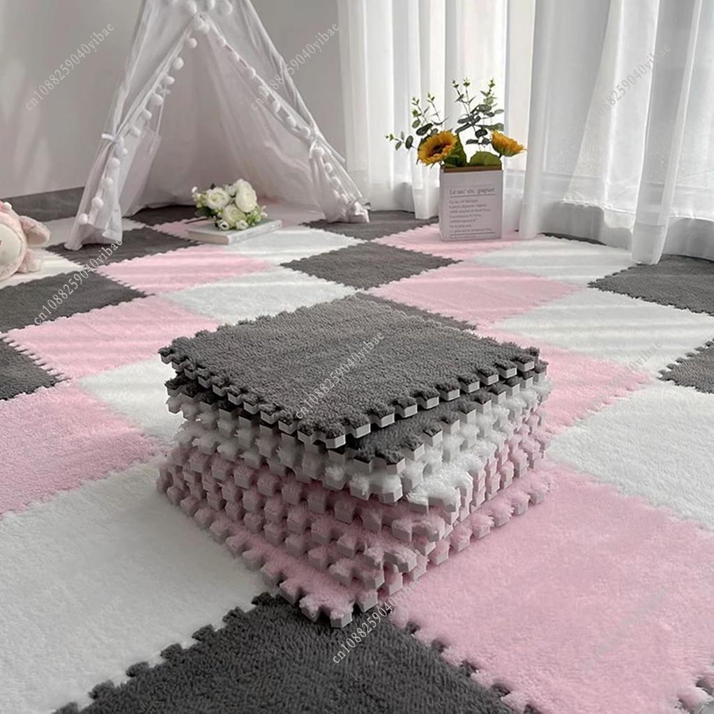 12 шт. Мягкий плюшевый детский игровой коврик-пазл, ковер с переплетением, напольное покрытие для упражнений, коврик для ребенка, теплый игровой коврик для детской комнаты, 30*30*1 см