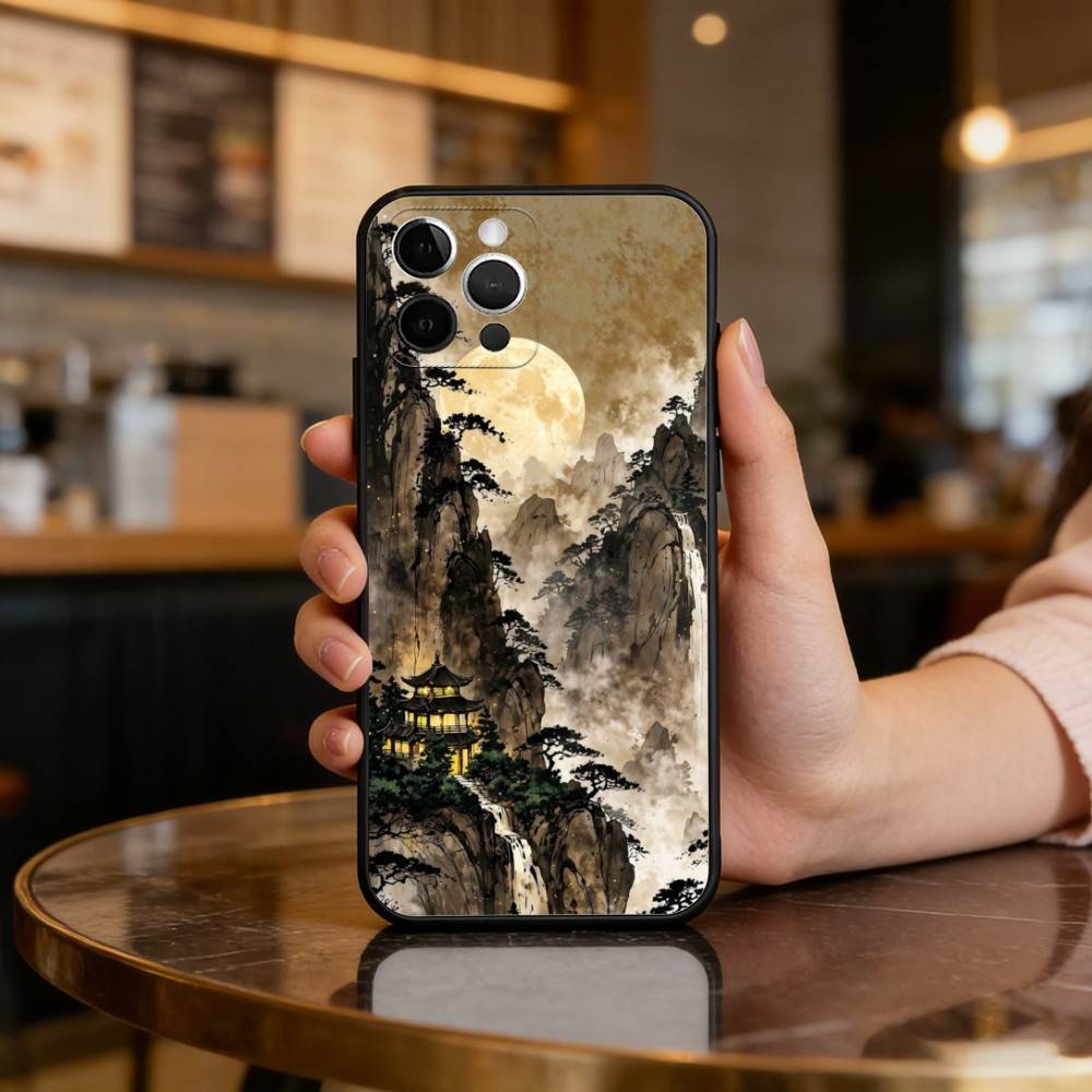 Черный мягкий силиконовый чехол для телефона в стиле C-Chinese S-Style A-Art, для iPhone 17,16,15,14,13,12,11 Plus,Pro Max,XS