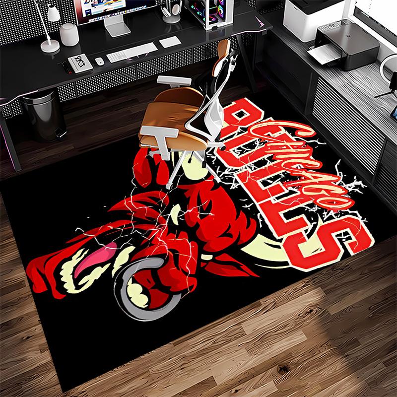 Chicago Bulls logo Print Area Rug-Soft,Washable Non-Slip Indoor Mat Office Chairs,Living Room,Home Office Decorative Rug