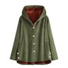 Plus Size Women Winter Warm Solid Button Pockets Thicker Hooded Coat Outwear