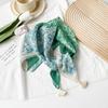 Small Fresh And Sweet Silk Scarf Square Scarf High-End Cute Style With Cotton And Linen Small Square Scarf Women'S Scarf Fringed Pendant