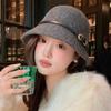 Однотонная женская официальная шляпа Элегантная шляпа-тазик Модная шерстяная шляпа-рыбак для путешествий