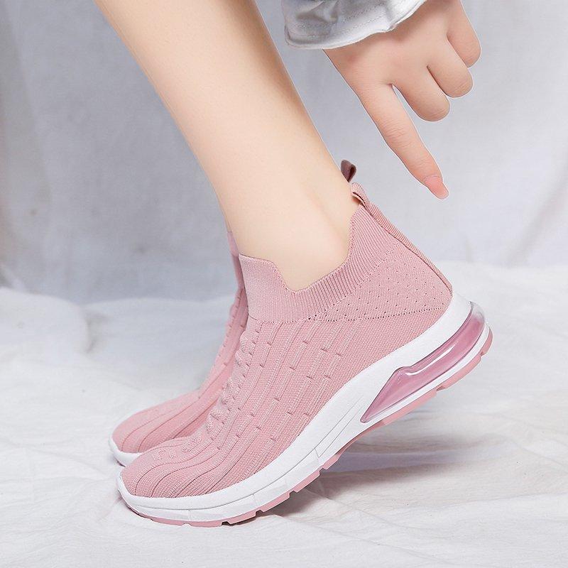 Модные женские туфли на воздушной подушке, сетчатые осенние кроссовки, женские вулканизированные туфли, повседневные туфли на плоской подошве, белые мягкие прогулочные туфли